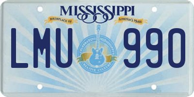 MS license plate LMU990