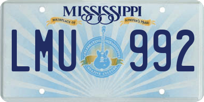 MS license plate LMU992