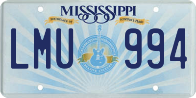 MS license plate LMU994