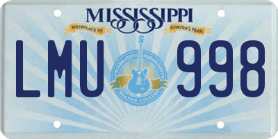 MS license plate LMU998