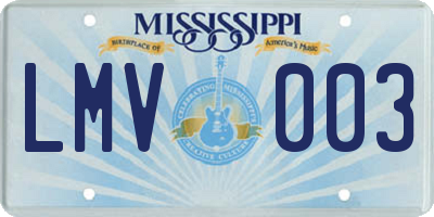 MS license plate LMV003