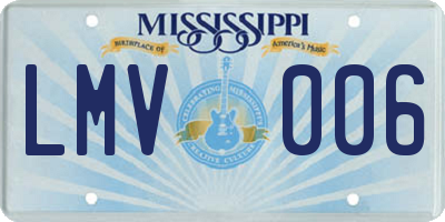 MS license plate LMV006