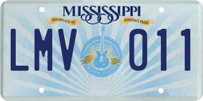 MS license plate LMV011
