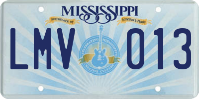 MS license plate LMV013