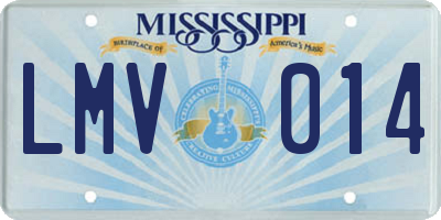 MS license plate LMV014