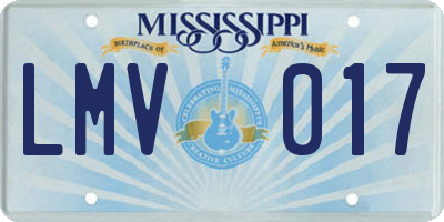 MS license plate LMV017