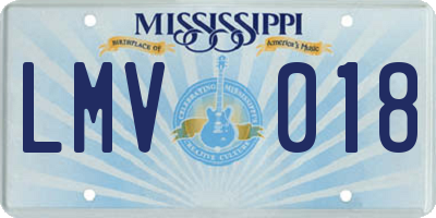 MS license plate LMV018