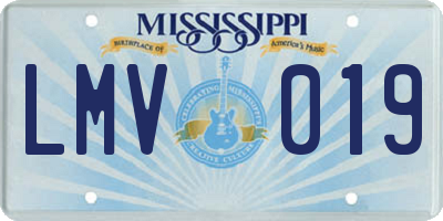 MS license plate LMV019