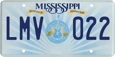 MS license plate LMV022