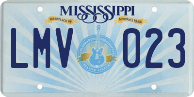 MS license plate LMV023