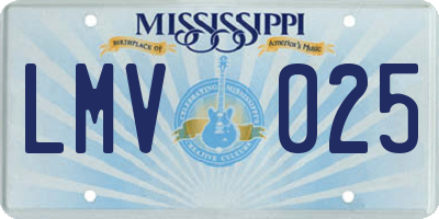 MS license plate LMV025