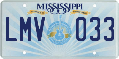 MS license plate LMV033