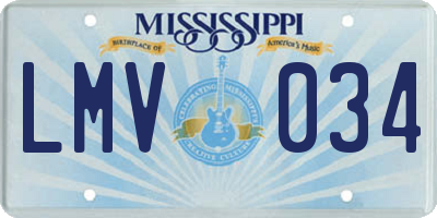 MS license plate LMV034