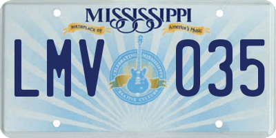 MS license plate LMV035