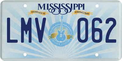 MS license plate LMV062