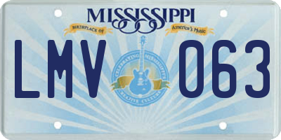 MS license plate LMV063