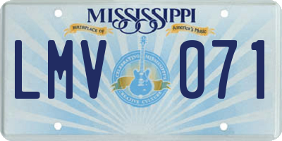 MS license plate LMV071