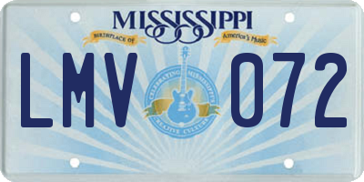 MS license plate LMV072