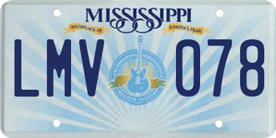 MS license plate LMV078