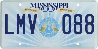 MS license plate LMV088