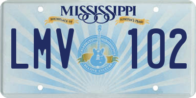 MS license plate LMV102
