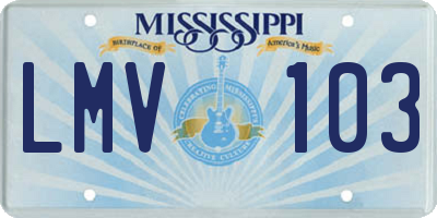 MS license plate LMV103