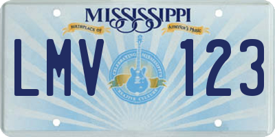 MS license plate LMV123