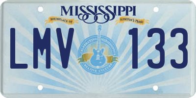 MS license plate LMV133