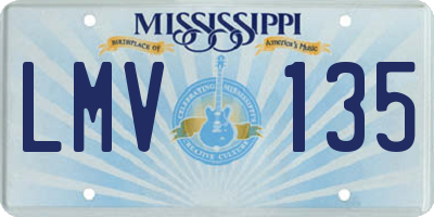 MS license plate LMV135