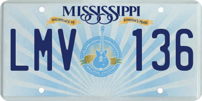 MS license plate LMV136