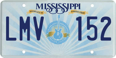 MS license plate LMV152