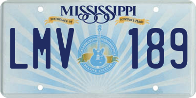 MS license plate LMV189