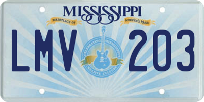 MS license plate LMV203