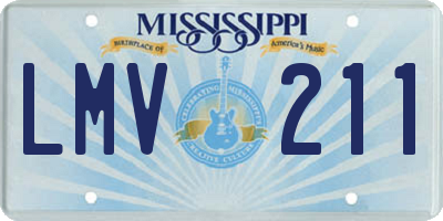 MS license plate LMV211
