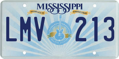 MS license plate LMV213
