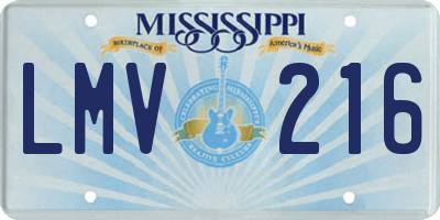 MS license plate LMV216
