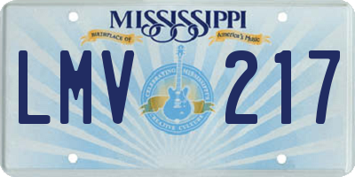 MS license plate LMV217