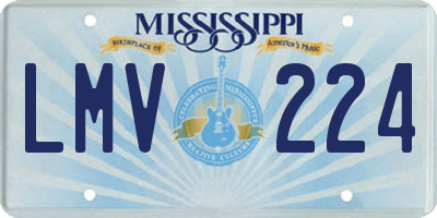 MS license plate LMV224