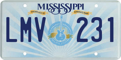 MS license plate LMV231