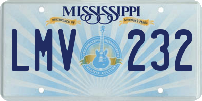MS license plate LMV232