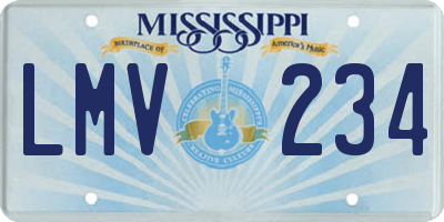 MS license plate LMV234