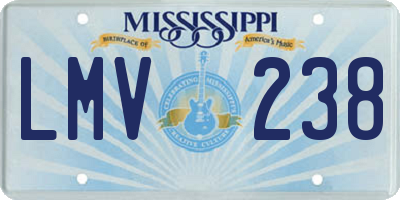 MS license plate LMV238
