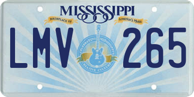 MS license plate LMV265