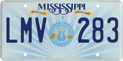 MS license plate LMV283