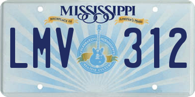 MS license plate LMV312