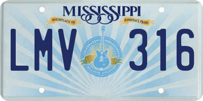 MS license plate LMV316