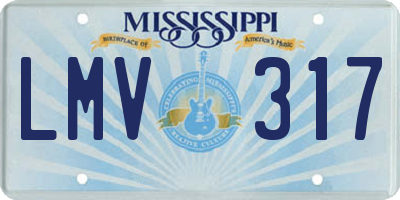 MS license plate LMV317