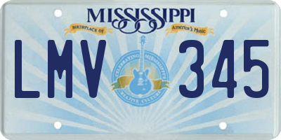 MS license plate LMV345