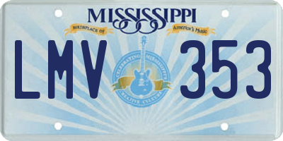 MS license plate LMV353