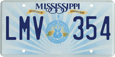 MS license plate LMV354